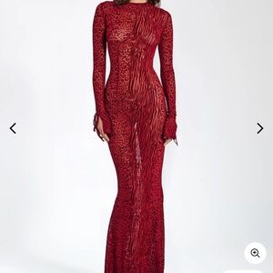 Miss Circle Burgundy Print Dress